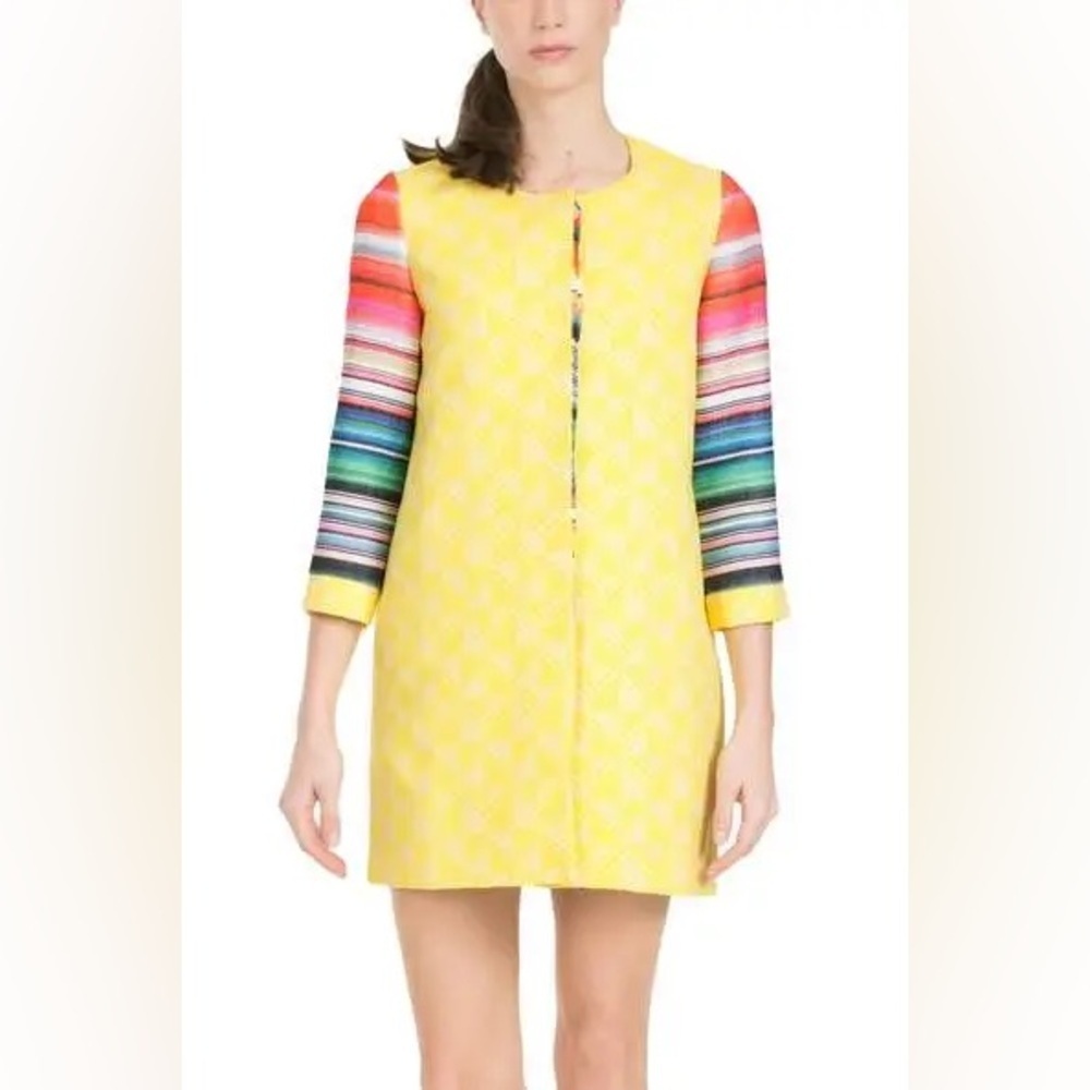 Desigual X Christian Lacroix Women’s yellow Colorful button woven Coat Sz 40 (M) - Picture 2 of 8